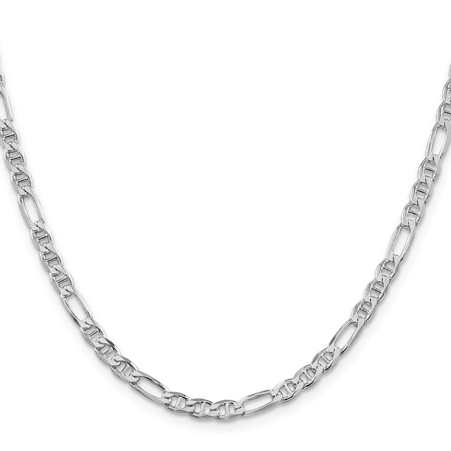 925 White Gold 3.75 mm Polished Chain Necklace, Solid