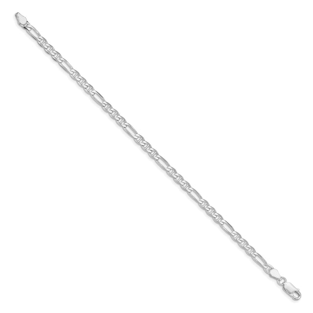 925 White Gold 3.75 mm Polished Chain Bracelet, Solid