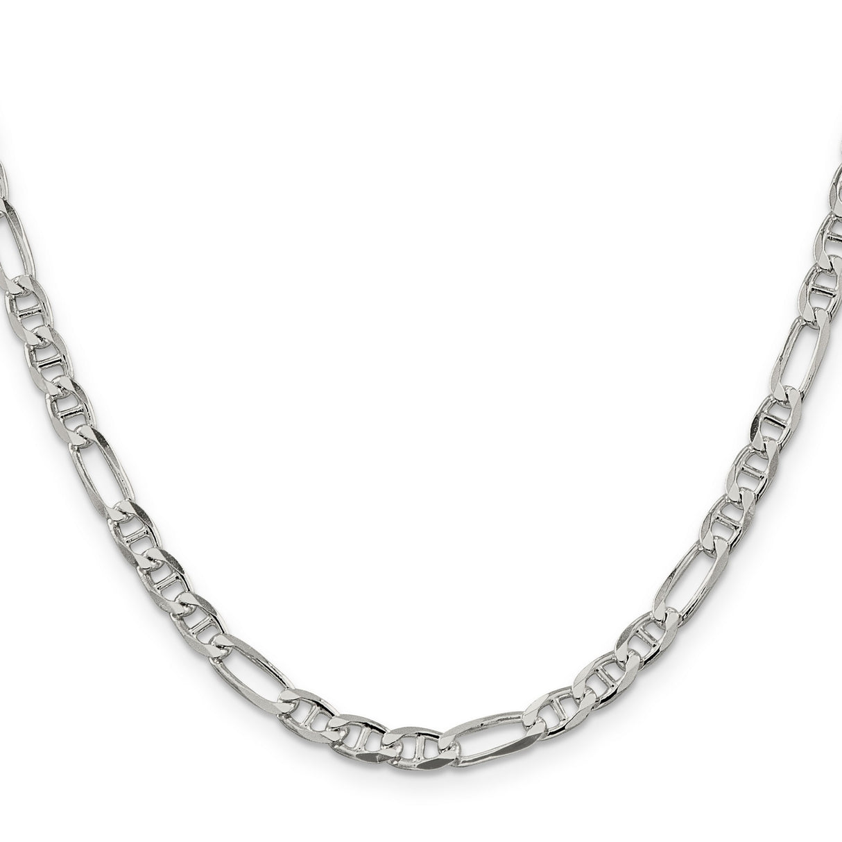 925 White Gold 4.5 mm Polished Chain Necklace, Solid