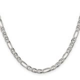 925 White Gold 4.5 mm Polished Chain Necklace, Solid