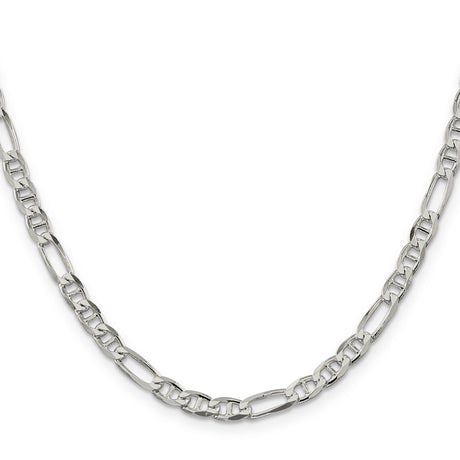 925 White Gold 4.5 mm Polished Chain Necklace, Solid