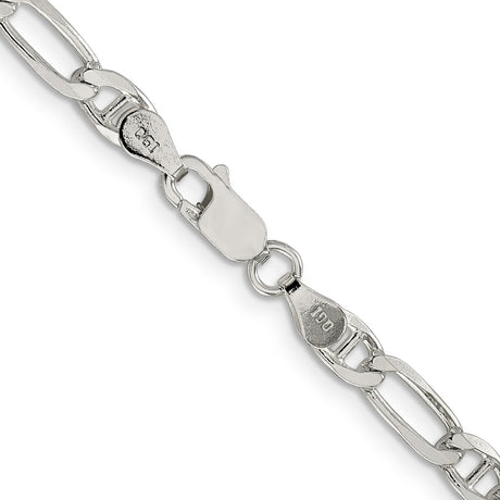 925 White Gold 4.5 mm Polished Chain Necklace, Solid alternate angle