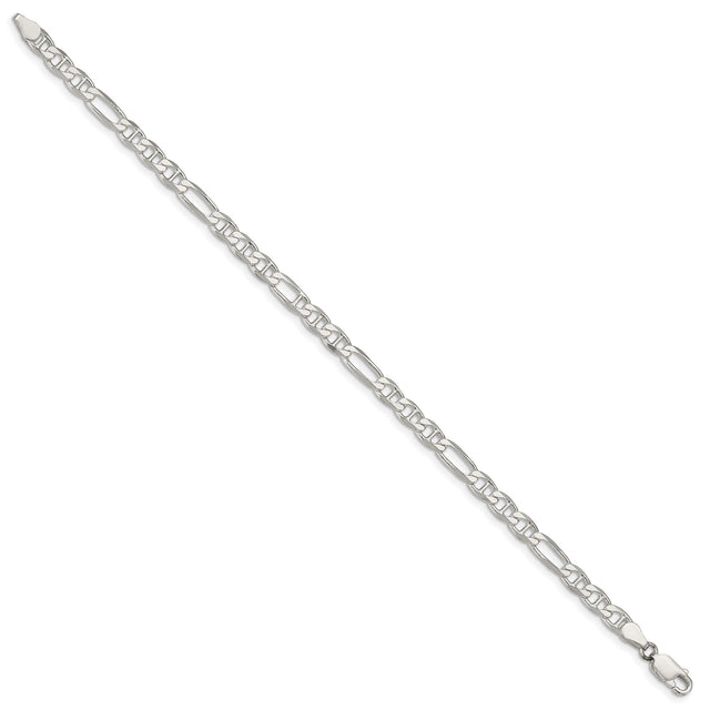925 White Gold 4.5 mm Polished Chain Bracelet, Solid