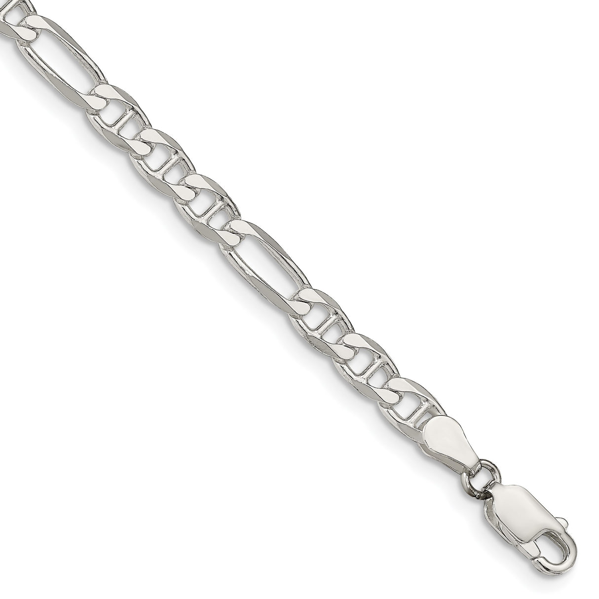 925 White Gold 4.5 mm Polished Chain Bracelet, Solid shown for scale
