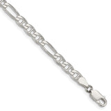 925 White Gold 4.5 mm Polished Chain Bracelet, Solid shown for scale