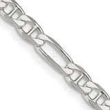 925 White Gold 4.5 mm Polished Chain Necklace, Solid detail view