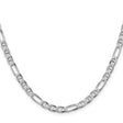 925 White Gold 4.5 mm Polished Chain Necklace, Solid
