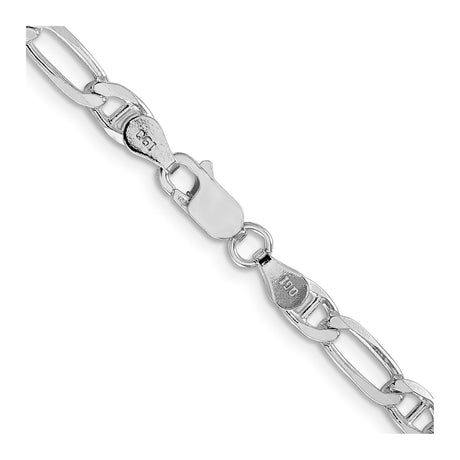 925 White Gold 4.5 mm Polished Chain Necklace, Solid alternate angle