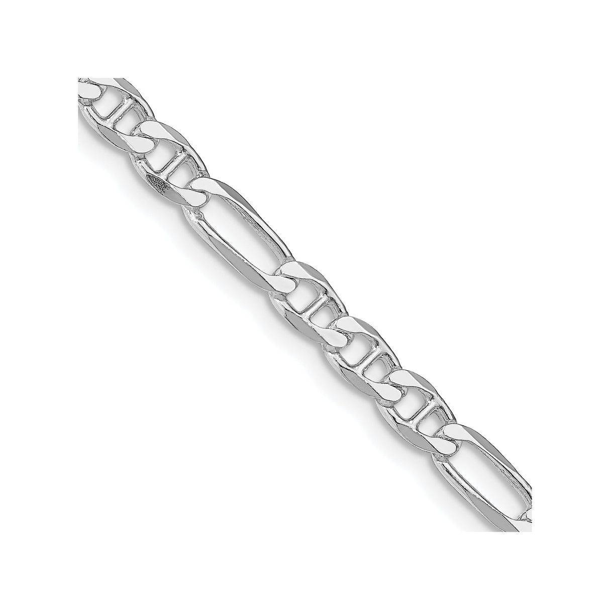 925 White Gold 4.5 mm Polished Chain Necklace, Solid detail view