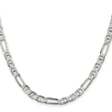 925 White Gold 5.5 mm Polished Chain Necklace, Solid