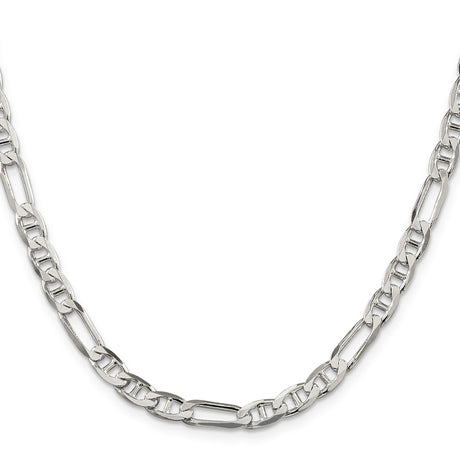 925 White Gold 5.5 mm Polished Chain Necklace, Solid