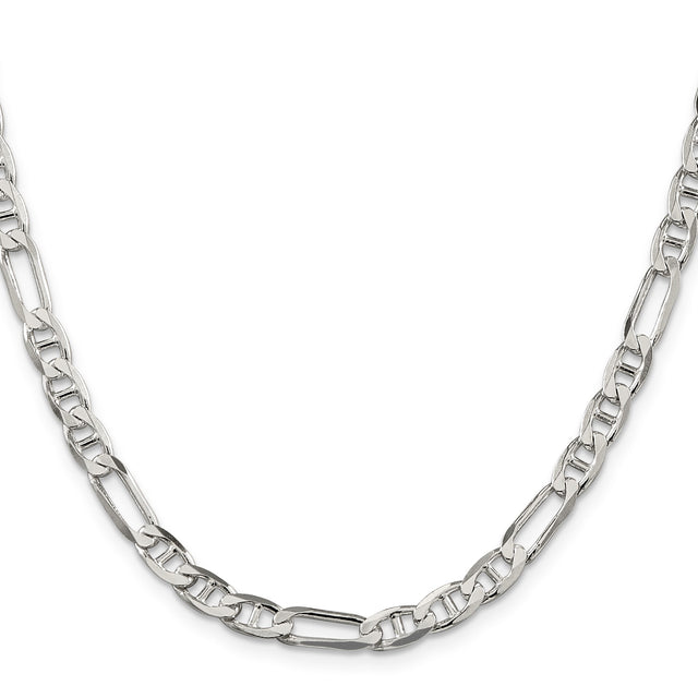 925 White Gold 5.5 mm Polished Chain Necklace, Solid