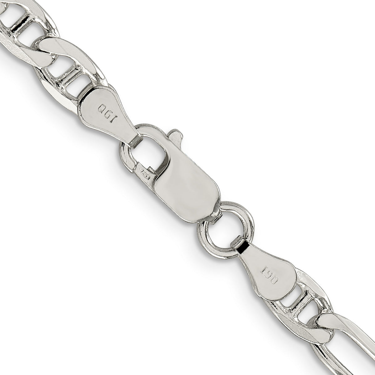 925 White Gold 5.5 mm Polished Chain Necklace, Solid alternate angle