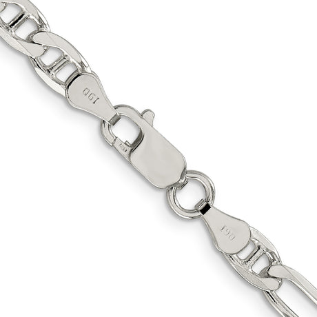 925 White Gold 5.5 mm Polished Chain Necklace, Solid alternate angle