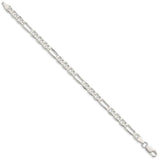 925 White Gold 5.5 mm Polished Chain Anklet, Solid