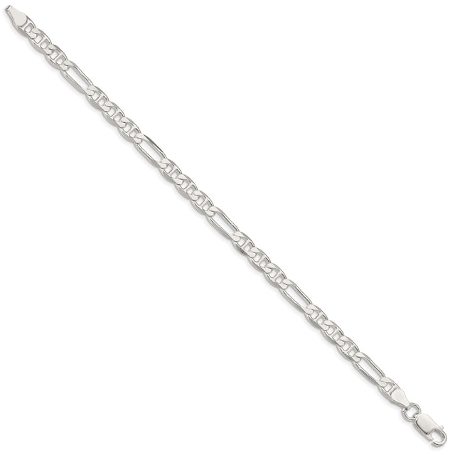 925 White Gold 5.5 mm Polished Chain Anklet, Solid