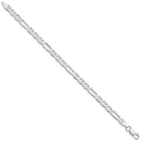 925 White Gold 5.5 mm Polished Chain Bracelet, Solid
