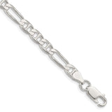 925 White Gold 5.5 mm Polished Chain Anklet, Solid shown for scale