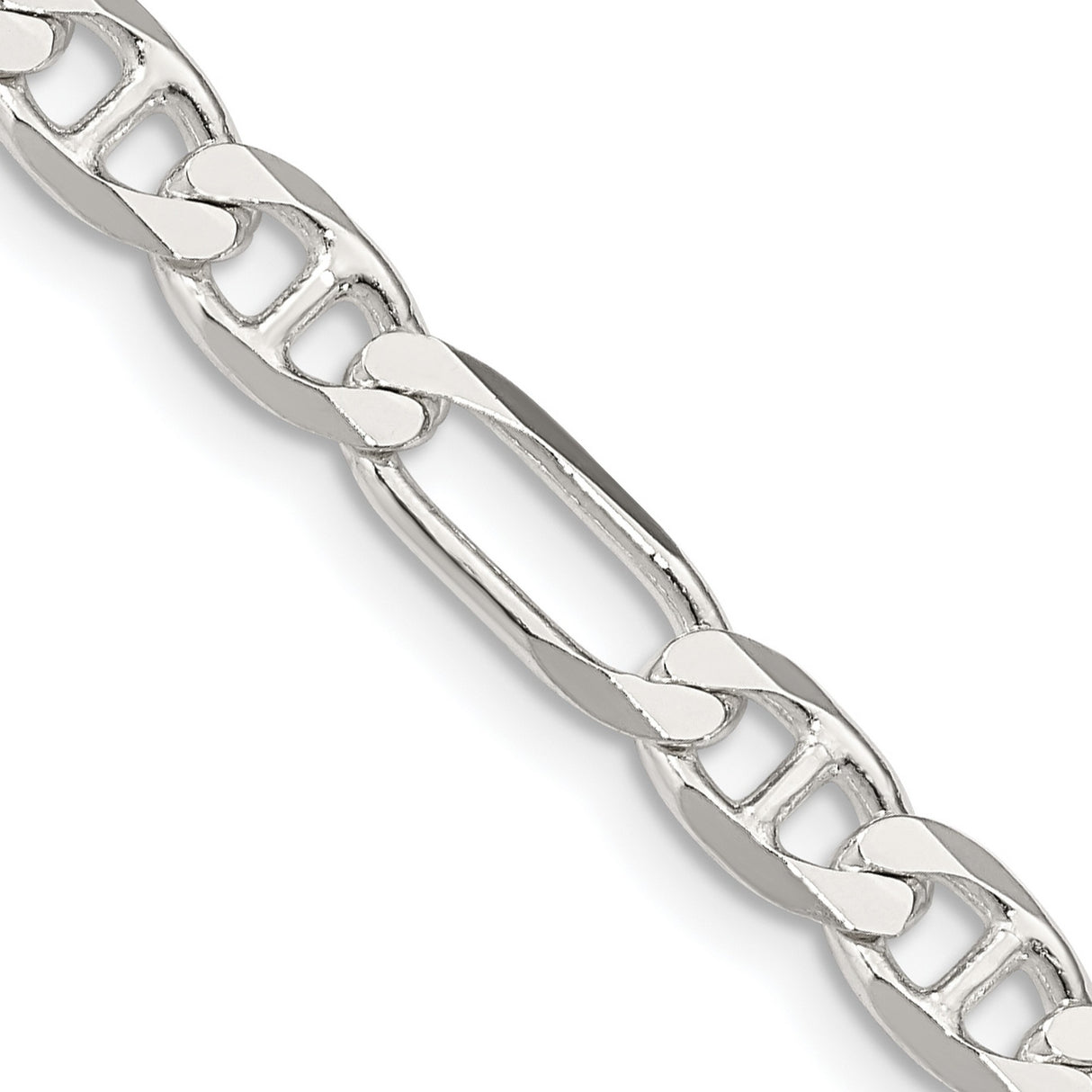 925 White Gold 5.5 mm Polished Chain Necklace, Solid detail view
