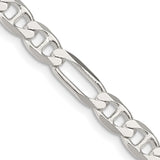 925 White Gold 5.5 mm Polished Chain Necklace, Solid detail view