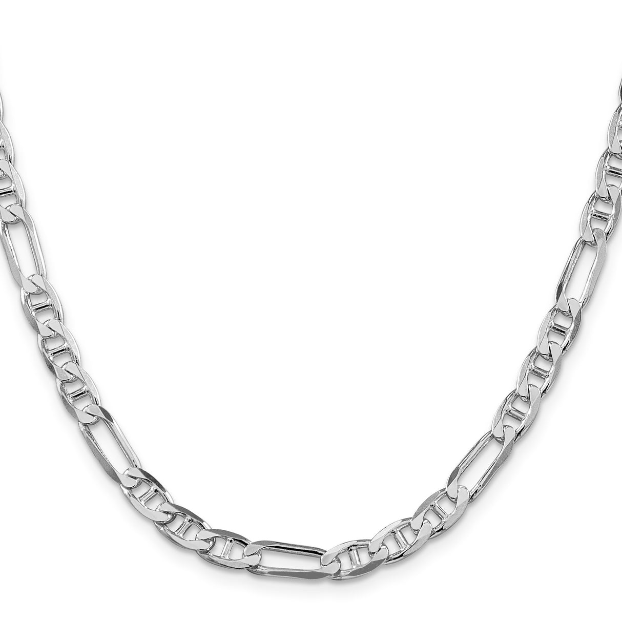 925 White Gold 5.5 mm Polished Chain Necklace, Solid