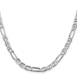 925 White Gold 5.5 mm Polished Chain Necklace, Solid