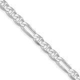 925 White Gold 5.5 mm Polished Chain Necklace, Solid detail view