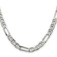 925 White Gold 6.5 mm Polished Chain Necklace, Solid