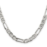 925 White Gold 6.5 mm Polished Chain Necklace, Solid