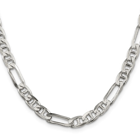 925 White Gold 6.5 mm Polished Chain Necklace, Solid
