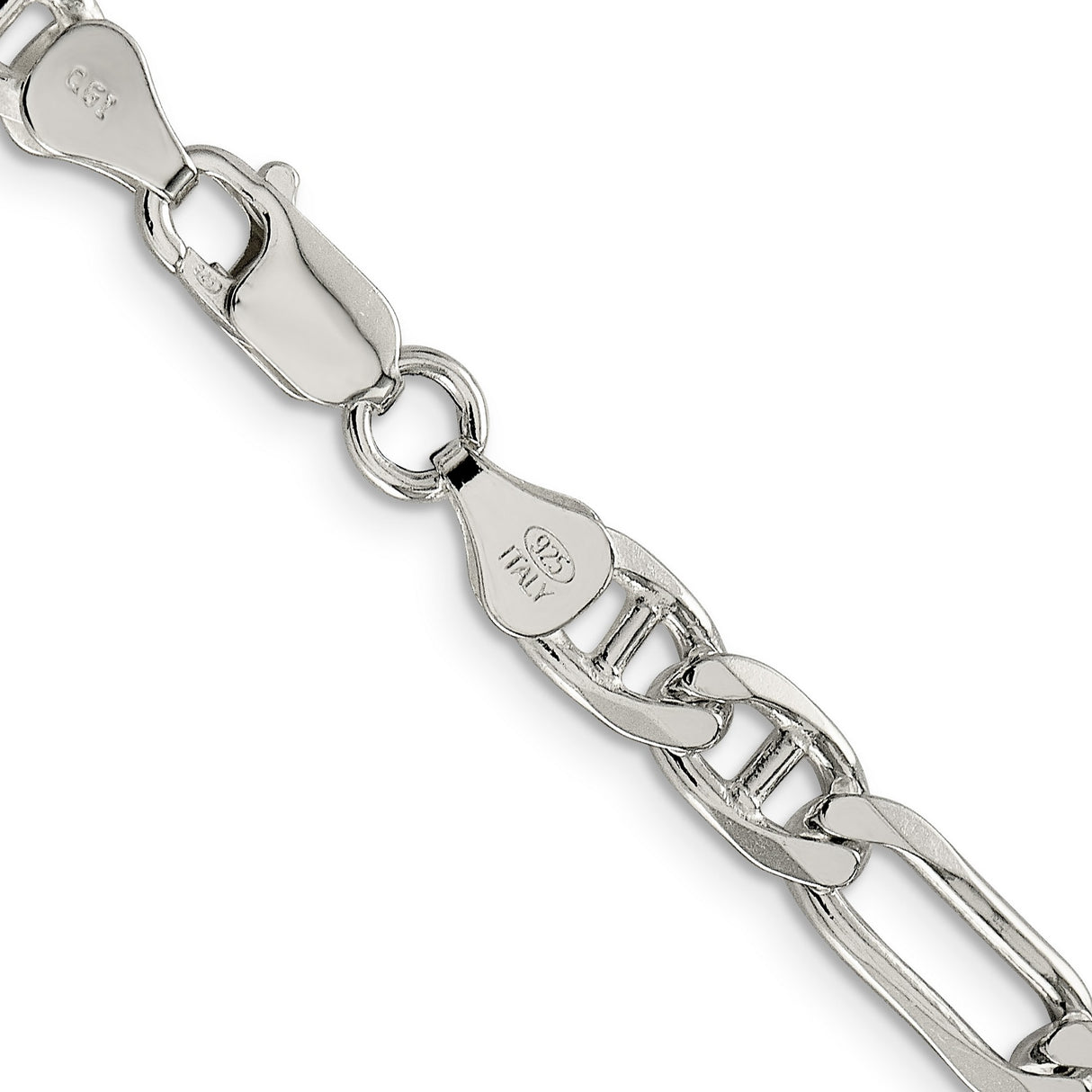 925 White Gold 6.5 mm Polished Chain Necklace, Solid alternate angle