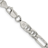 925 White Gold 6.5 mm Polished Chain Necklace, Solid alternate angle