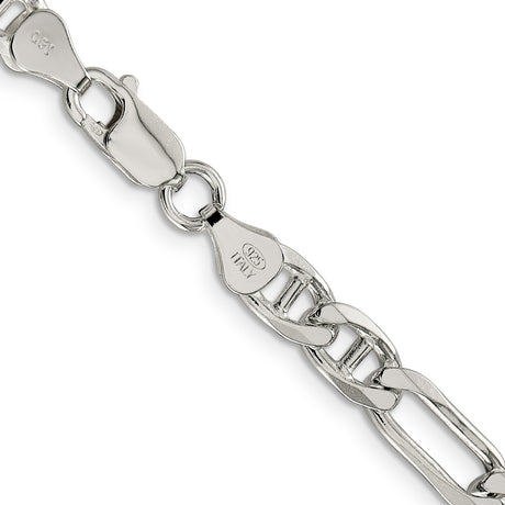 925 White Gold 6.5 mm Polished Chain Necklace, Solid alternate angle