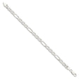 925 White Gold 6.5 mm Polished Chain Anklet, Solid