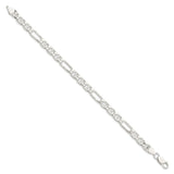 925 White Gold 6.5 mm Polished Chain Anklet, Solid