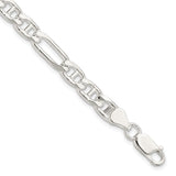 925 White Gold 6.5 mm Polished Chain Bracelet, Solid shown for scale