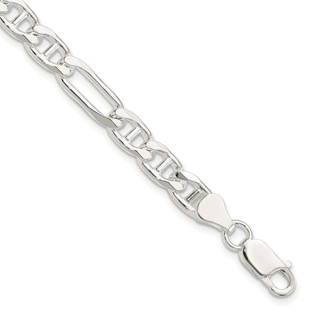 925 White Gold 6.5 mm Polished Chain Bracelet, Solid shown for scale