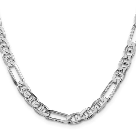 925 White Gold 6.5 mm Polished Chain Necklace, Solid