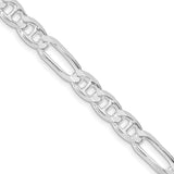 925 White Gold 6.5 mm Polished Chain Necklace, Solid detail view