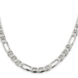 925 White Gold 7.5 mm Polished Chain Necklace, Solid