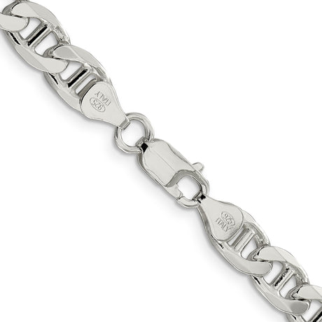 925 White Gold 7.5 mm Polished Chain Necklace, Solid alternate angle