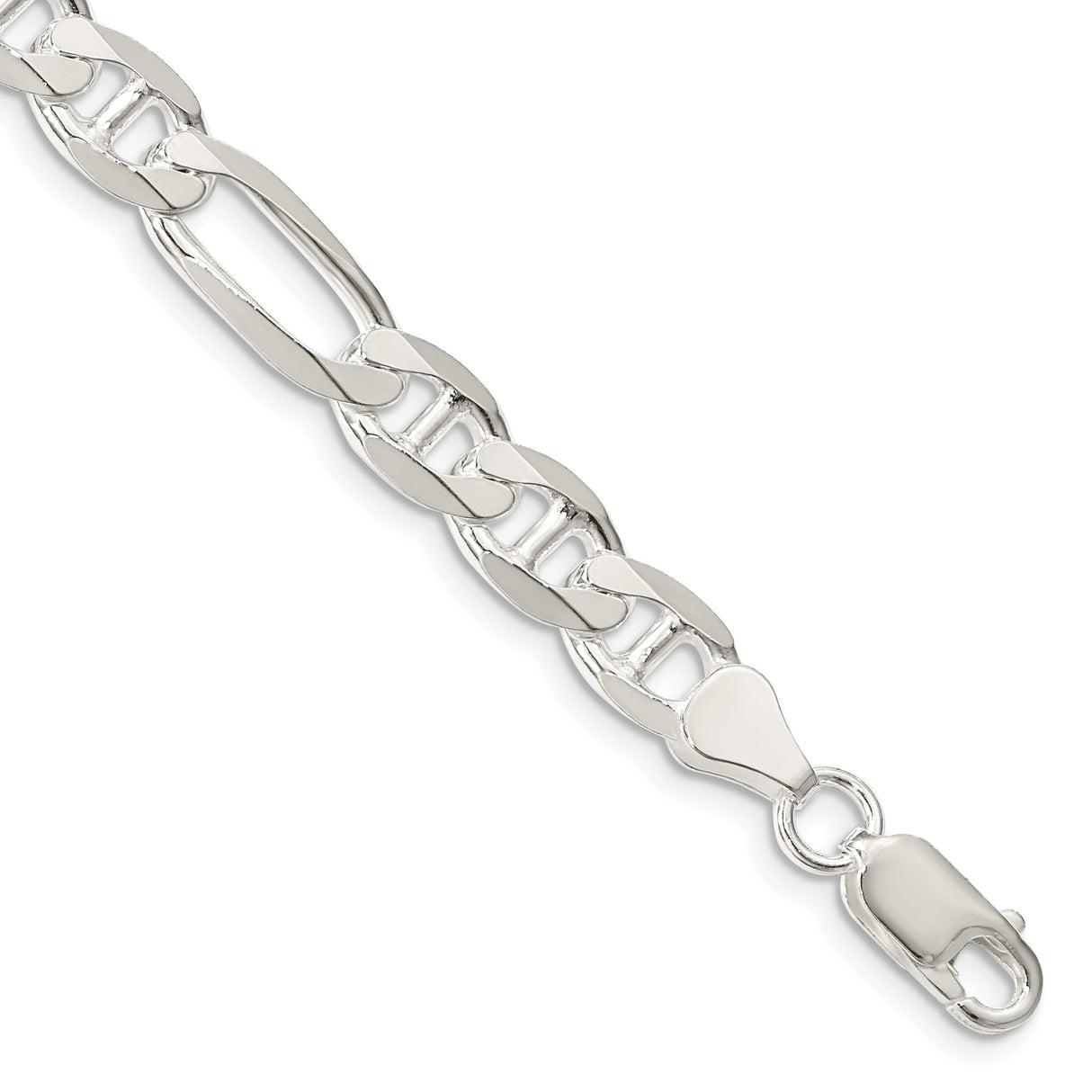 925 White Gold 7.5 mm Polished Chain Anklet, Solid shown for scale