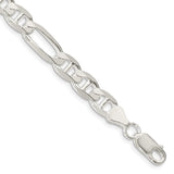 925 White Gold 7.5 mm Polished Chain Anklet, Solid shown for scale