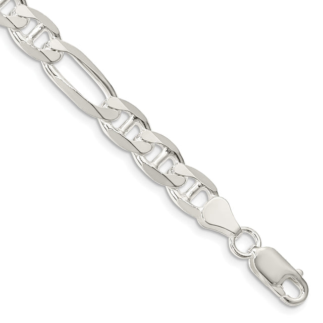 925 White Gold 7.5 mm Polished Chain Bracelet, Solid shown for scale