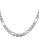 925 White Gold 7.5 mm Polished Chain Necklace, Solid
