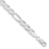 925 White Gold 7.5 mm Polished Chain Anklet, Solid shown for scale