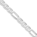 925 White Gold 7.5 mm Polished Chain Necklace, Solid detail view