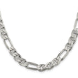 925 White Gold 7.75 mm Polished Chain Necklace, Solid