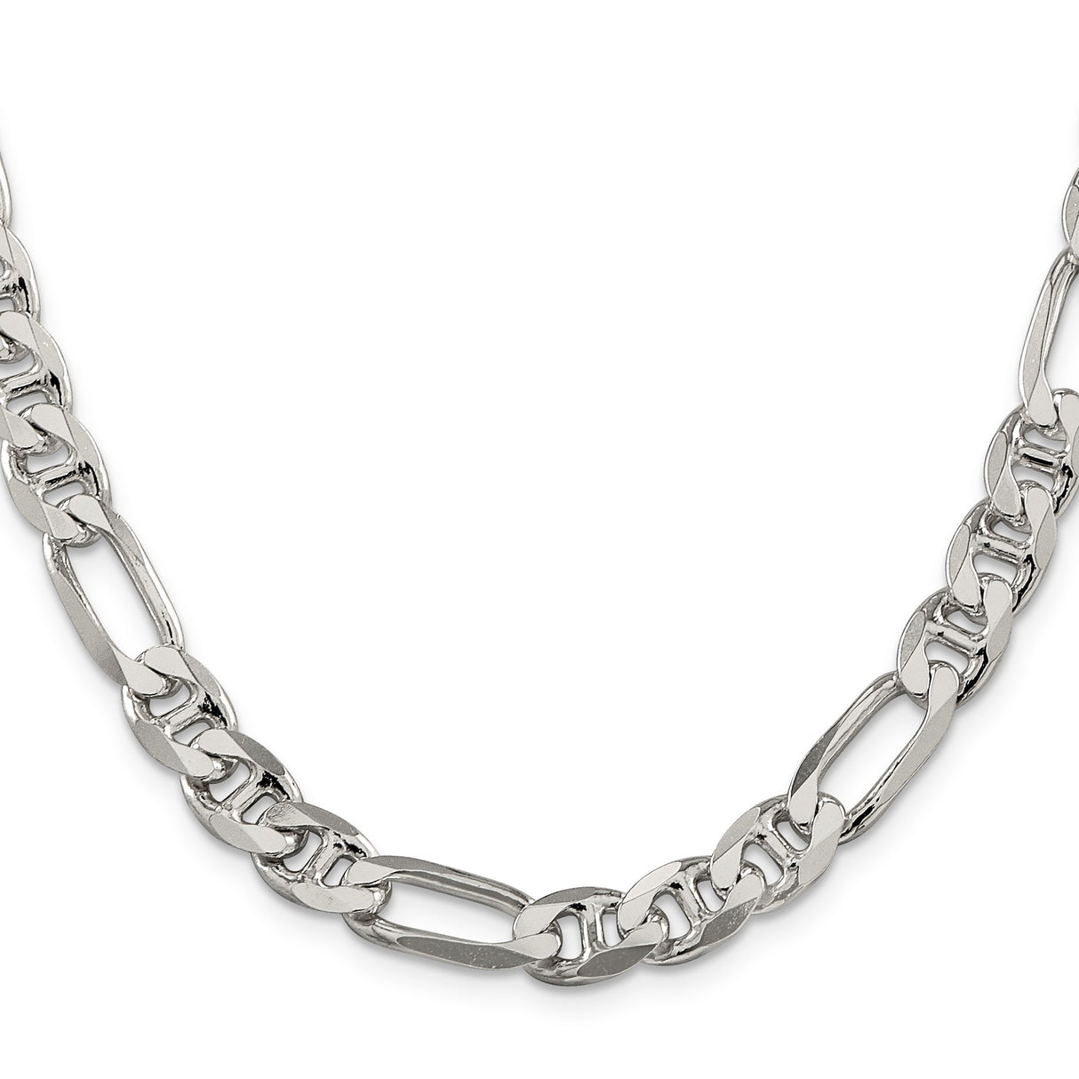 925 White Gold 7.75 mm Polished Chain Necklace, Solid