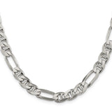 925 White Gold 7.75 mm Polished Chain Necklace, Solid